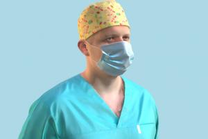 Surgical Doctor scanned-model, scanned, doctor, man, male, hospital, realistic, uniform, surgery, medical, character, posing, human, people